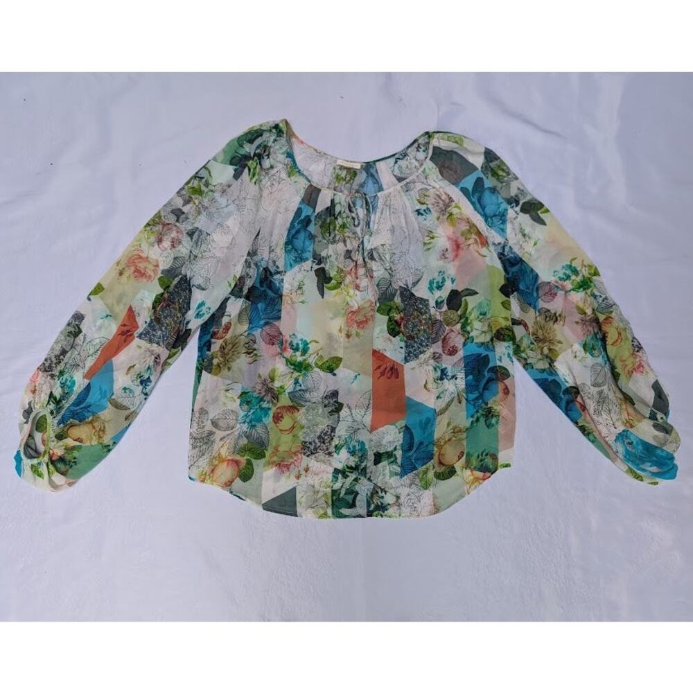 Anthropologie Leifsdottir Womens Multicolor 100% silk blouse floral shirt size 4
